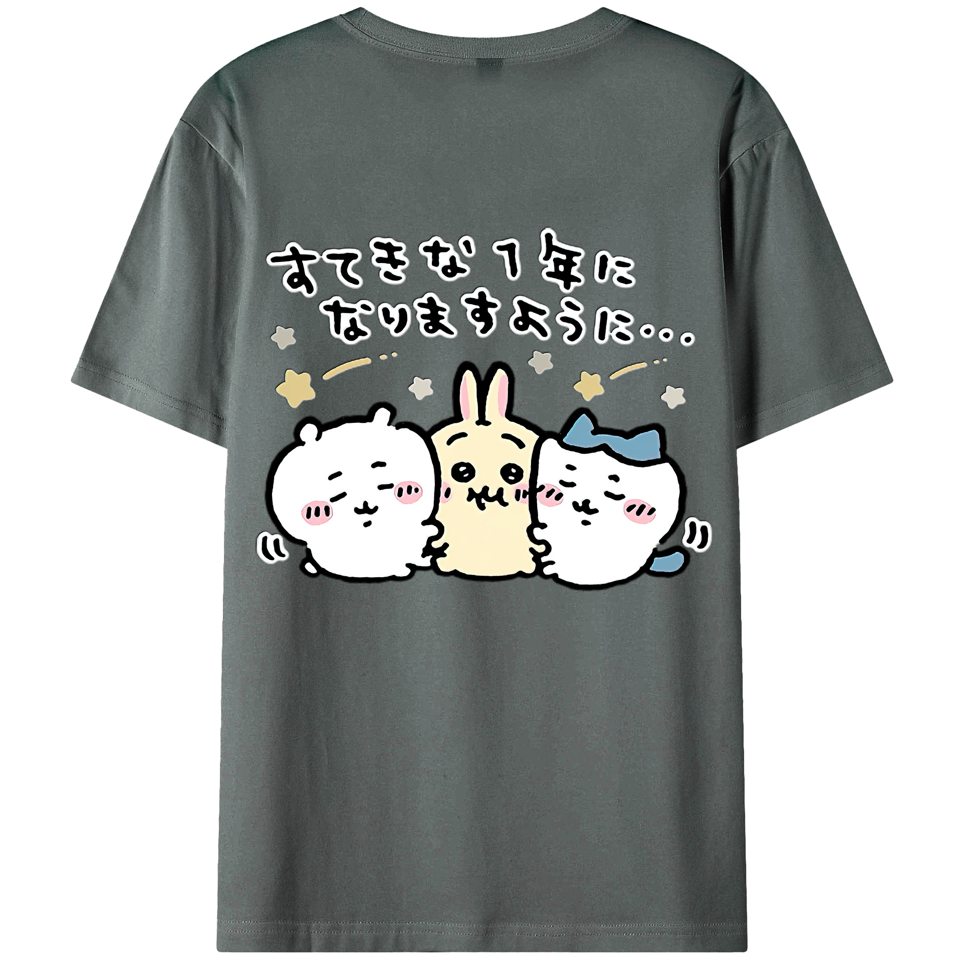 （画像用） ちいかわ ちいかわ Chii-kawa chiikawa 綿100％ メンズ半袖Tシャツ（バックプリント） 通気性